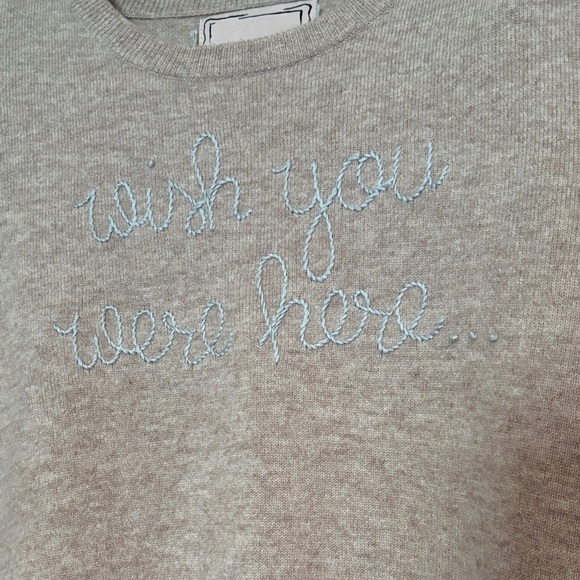 Lingua Franca “Wish you were here” Custom Cashmere Sweater - Picture 1 of 5